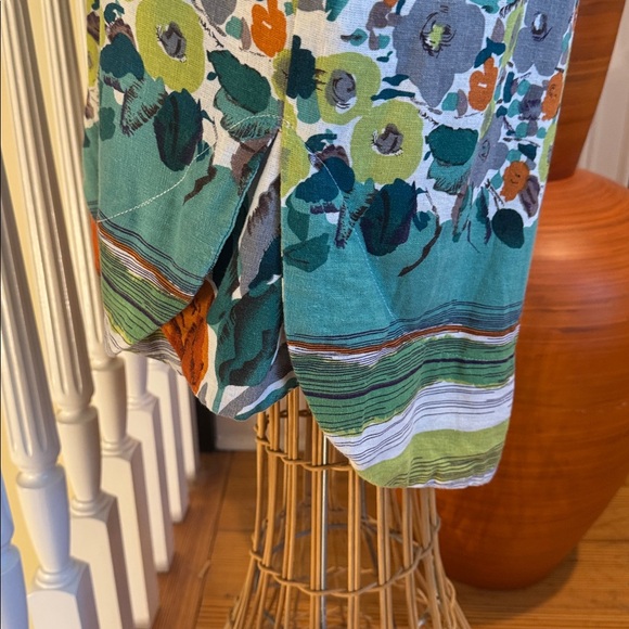 Cynthia Rowley botanical linen dress with puff sleeves - Picture 5 of 9